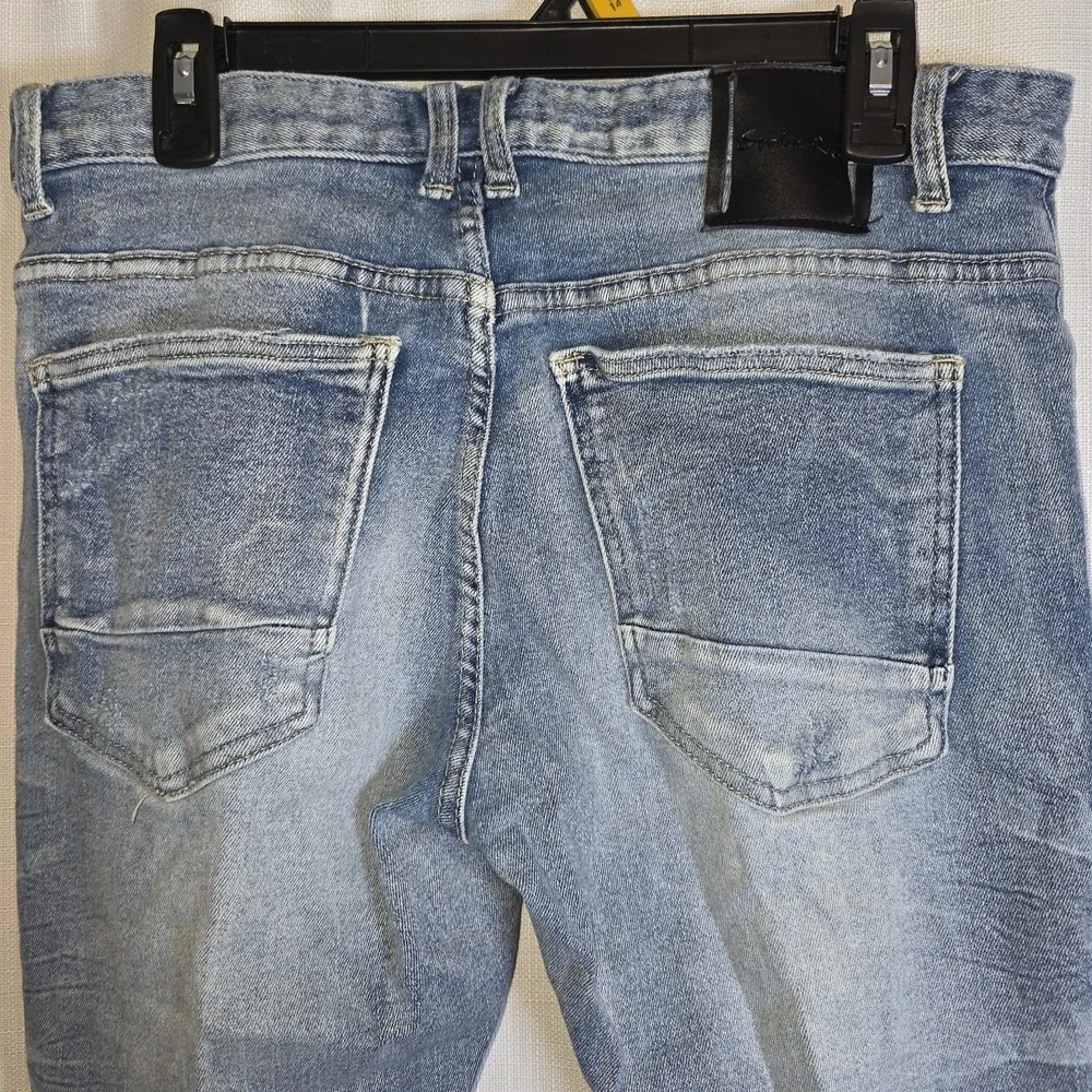 Smoke Rise Jeans Mens 32x32 Distressed Wash Stacked Skinny